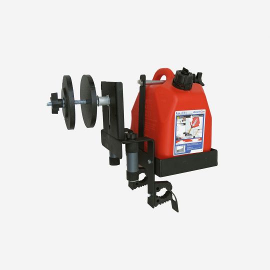 Auxiliary Fuel Can with Integrated Spare Tire Mount and Tool Hooks