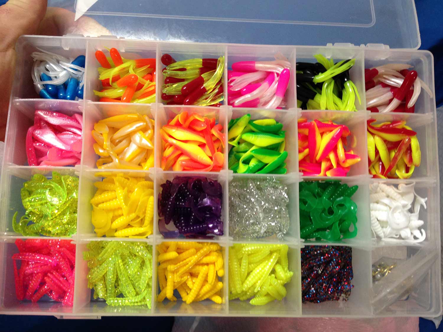 Crappie jigs come in a variety of colors.